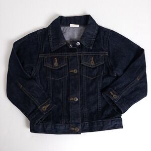 Wrangler Denim Jean Jacket Dark Wash Snap Closure Blue Kids 3T